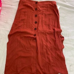 Forever 21 burnt orange linen midi skirt NWT
